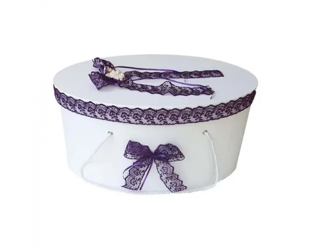 Cutie trusou botez dantela mov si ingeras, Denikos® 388