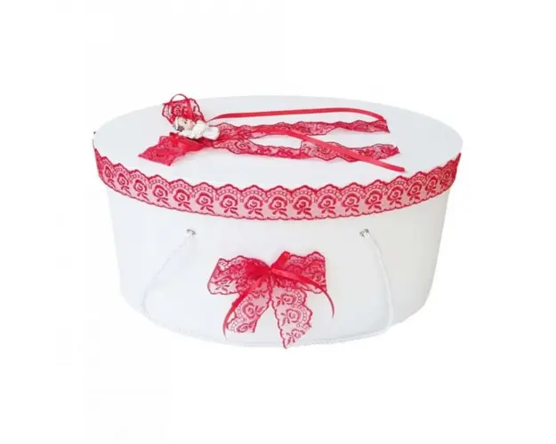 Cutie trusou botez dantela rosie si ingeras, Denikos® 389