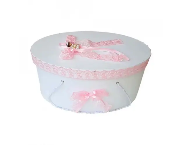 Cutie trusou botez dantela roz si ingeras, Denikos® 391