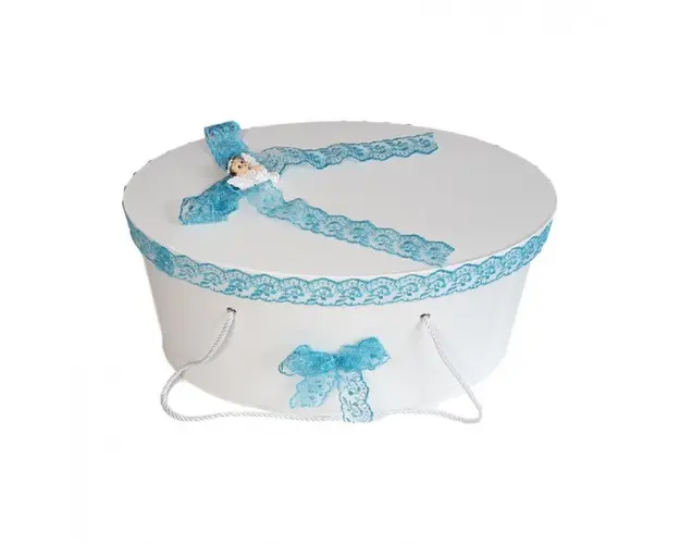 Cutie trusou botez dantela turcoaz si ingeras, Denikos® 180