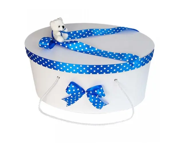 Cutie trusou botez fundite albastre cu buline si ursulet, Denikos® 2