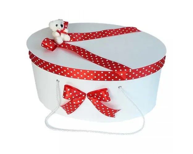 Cutie trusou botez fundite rosii cu buline si ursulet, Denikos® 3