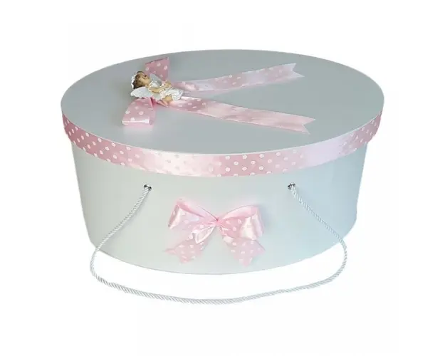 Cutie trusou botez fundite roz cu buline si ingeras, Denikos® 9