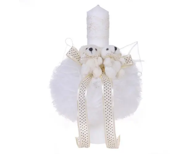 Lumanare botez 2 ursuleti ivoire Denikos® 46