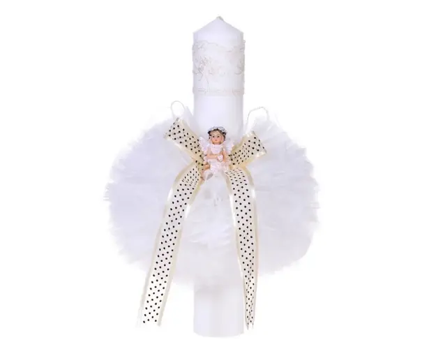 Lumanare botez ingeras, decor ivory, Denikos® 68