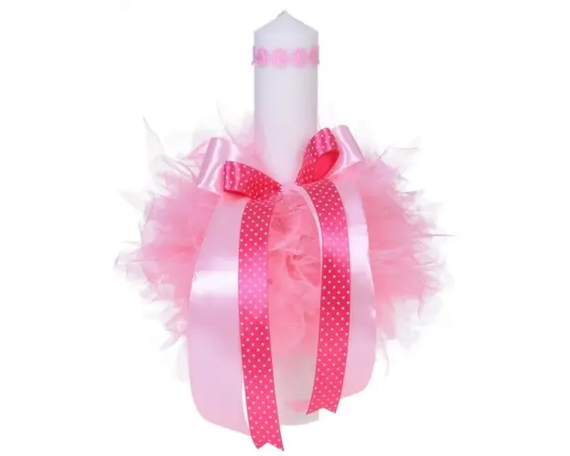 Lumanare botez pentru fetita, floricele roz, Denikos® 52
