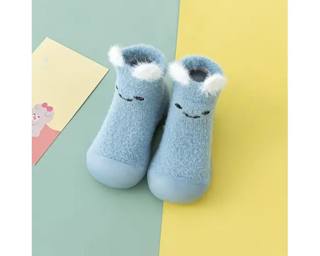 Mocasini bleu cu talpa antiderapanta - Happy face