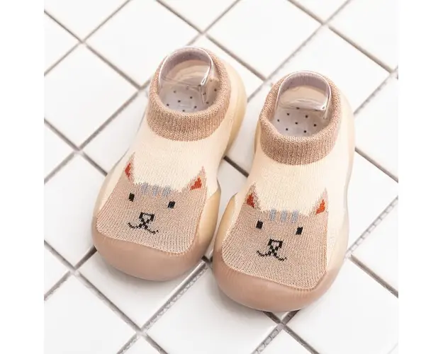 Mocasini crem cu talpa antiderapanta - Little Kitty