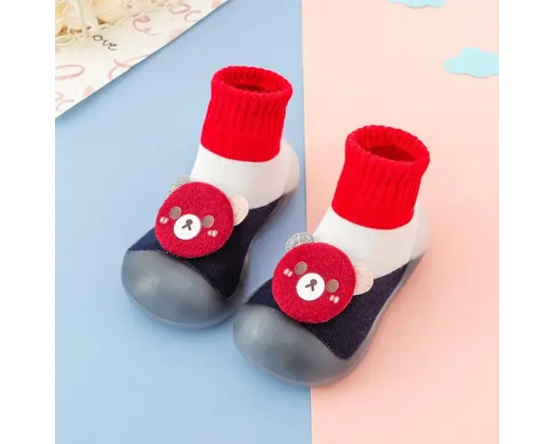 Mocasini in nuante de rosu, alb si bleumarine, cu talpa antiderapanta