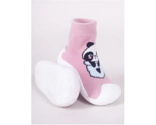 Mocasini pentru copii cu talpa antiderapanta  Design cu panda