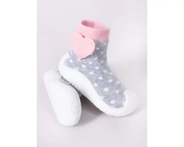 Mocasini pentru fetite cu talpa antiderapanta - Dots with Heart