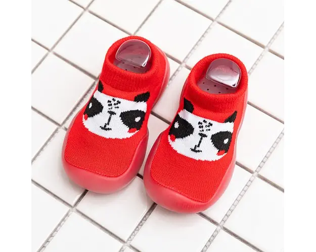 Mocasini rosii cu talpa antiderapanta - Panda