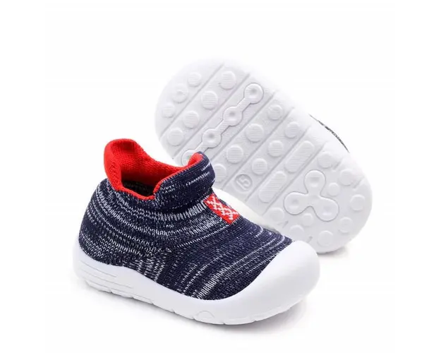 Mocasini tip adidas - Bleumarine cu rosu