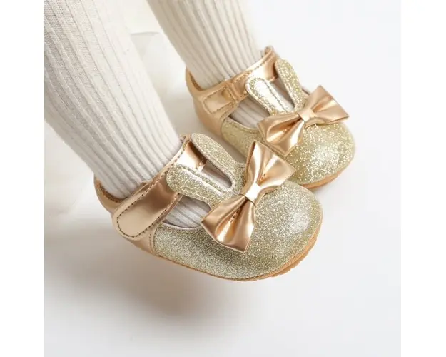 Pantofiori aurii pentru fetite - Glitter bunny