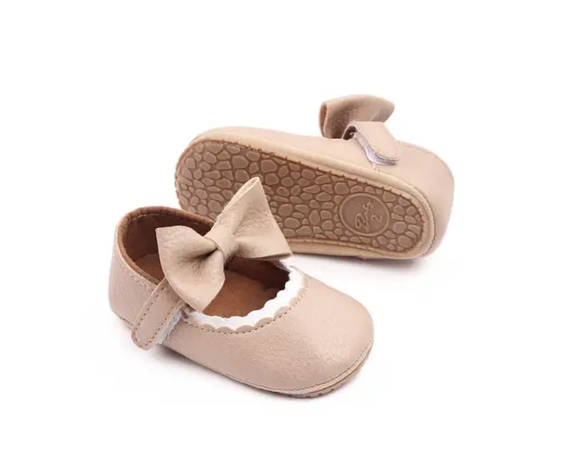 Pantofiori crem cu margine alba pentru fetite