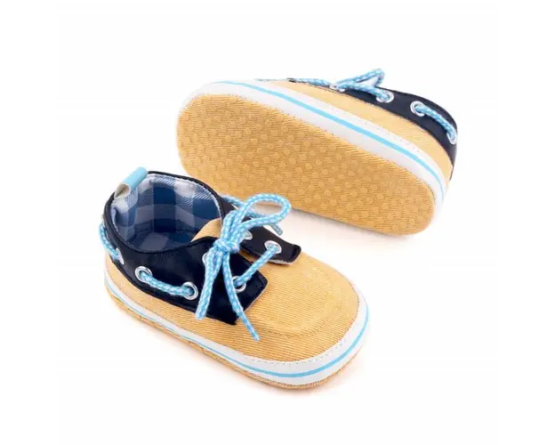 Pantofiori galben cu bleumarine tip mocasini