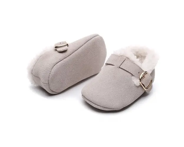 Pantofiori gri imblaniti pentru fetite - Lilly