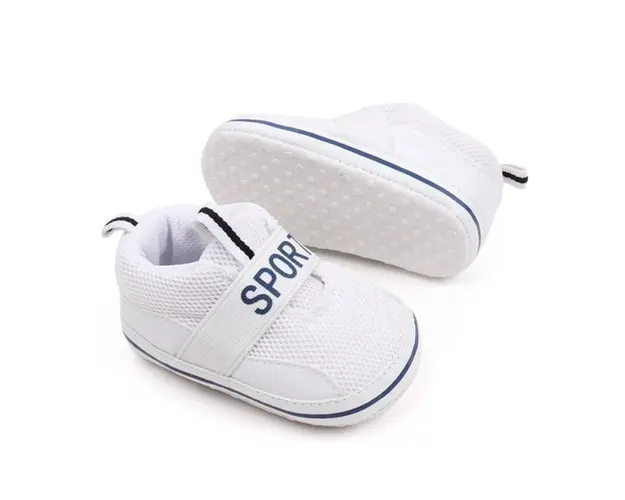 Pantofiori sport albi pentru bebelusi