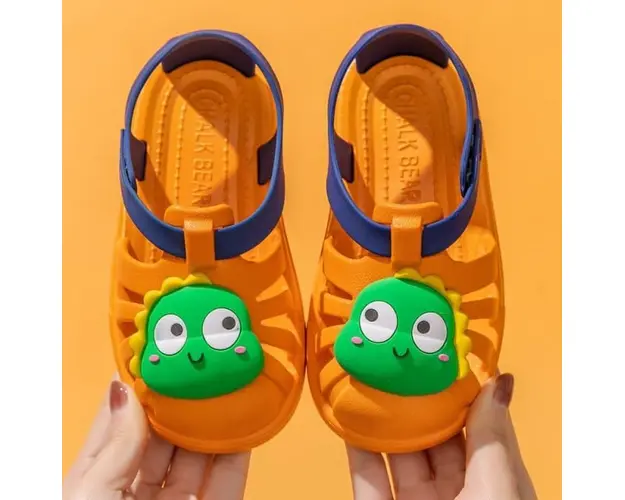 Papuci portocalii tip sandaluta din cauciuc pentru copii - Dino
