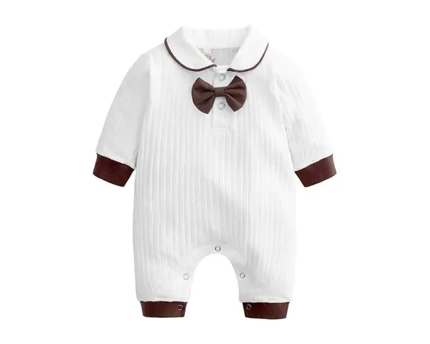 Salopeta alba cu papion maro