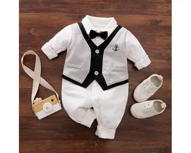 Salopeta eleganta gri cu alb