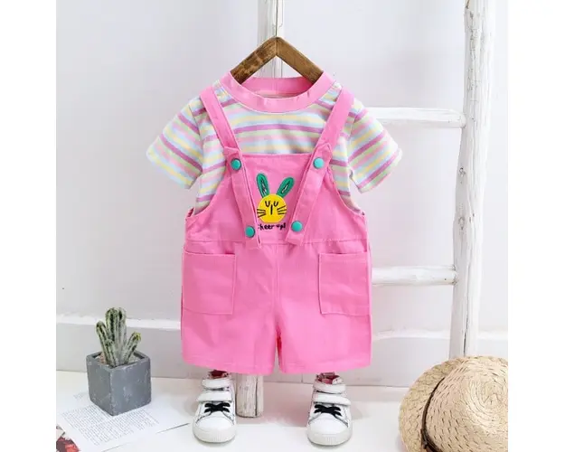 Salopeta roz cu tricou - Bunny