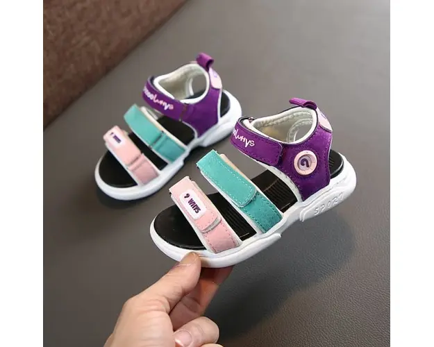 Sandale cu barete mov, roz zi turcoaz