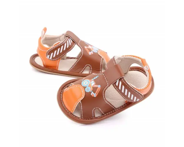 Sandalute maro pentru baietei - Masinuta