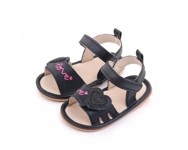 Sandalute negre pentru fetite - Love