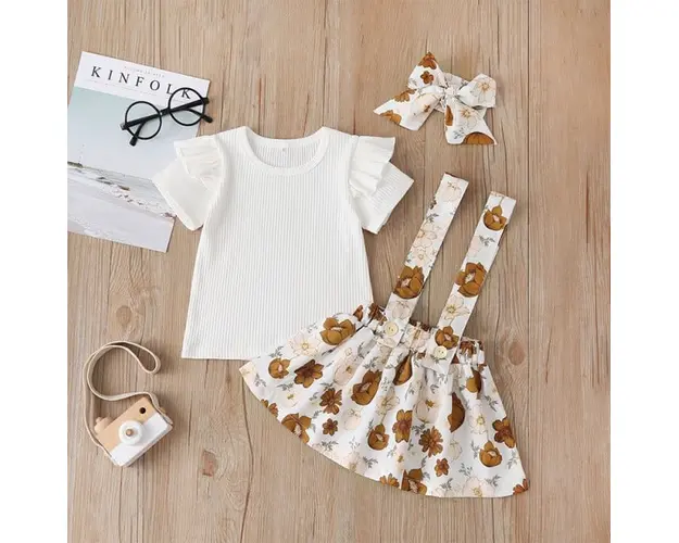 Sarafan cu bluzita alba pentru fetite - Flowers