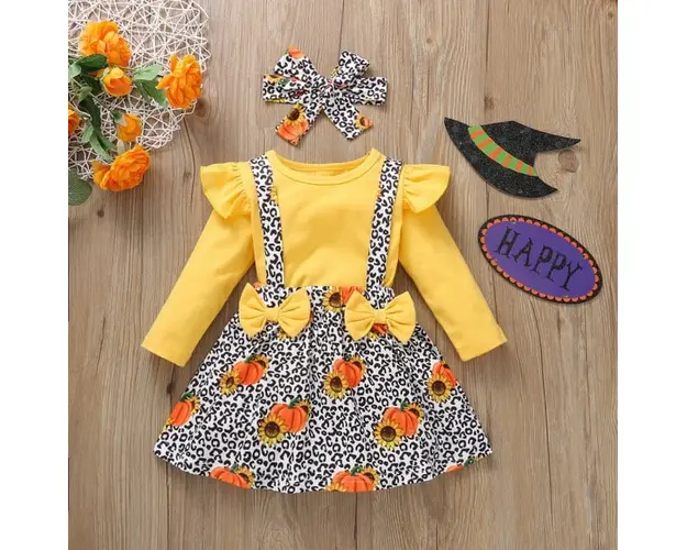 Sarafan cu bluzita pentru fetite - Yellow pumpkins