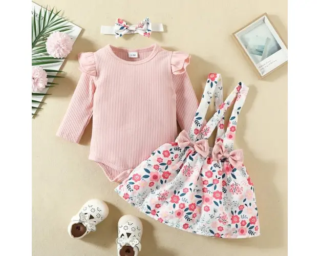 Sarafan cu body roz pudra - Little flowers