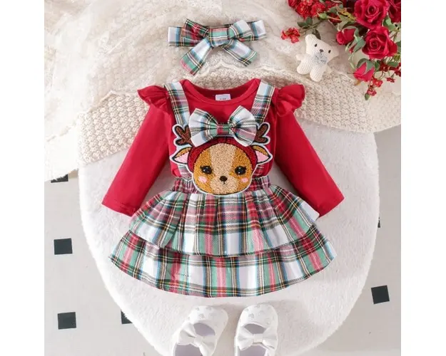 Sarafan cu body visiniu maneca lunga - Baby Reindeer