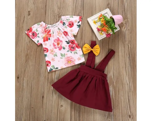 Sarafan visiniu cu bluzita inflorata