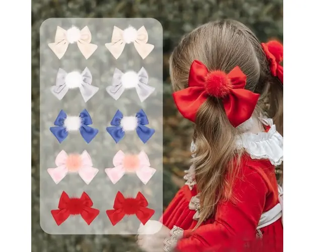 Set 2 clame pentru fetite - Fundita cu pufulet