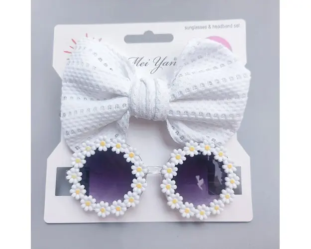 Set bentita si ochelari de soare - White Daisy