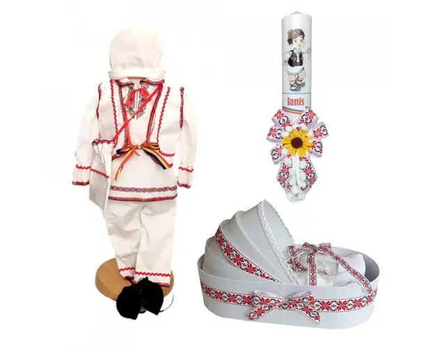 Set costumas, trusou si lumanare personalizata, decor traditional, Denikos® C9007