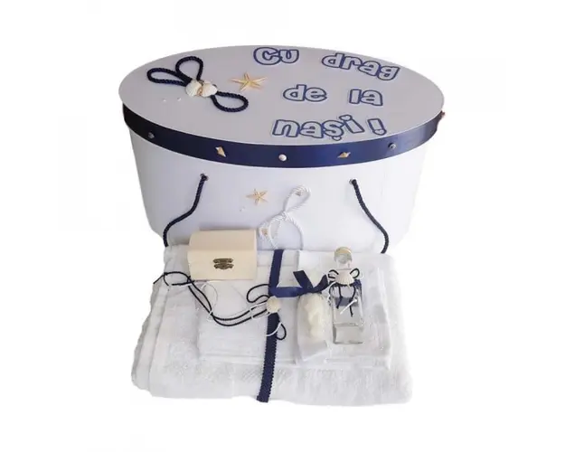 Set cutie trusou personalizata si trusou botez, decor marin, Denikos® 225