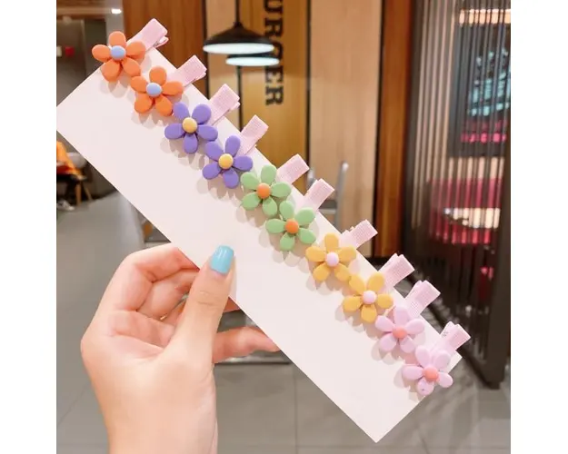 Set de 10 clame pentru par - Flori colorate