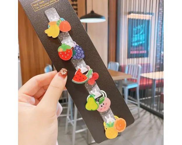 Set de 10 elastice mici pentru par - Fructe