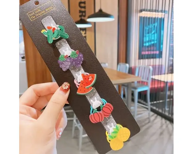 Set de 10 elastice mici pentru par - Fructe