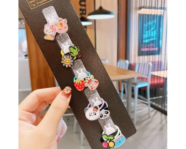 Set de 10 elastice mici pentru par - Happy