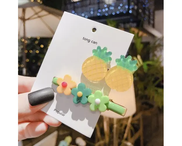 Set de 2 clame clips - Ananas si floricele
