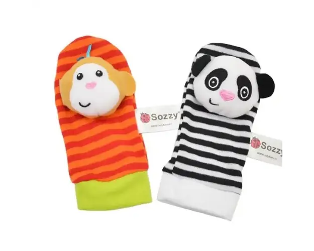 Set de 2 sosete interactive pentru bebelusi - Animalute dragalase