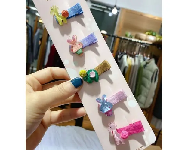Set de 5 clame colorate pentru par - Animalute