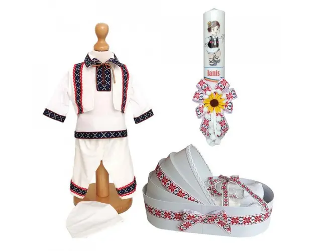 Set hainute, trusou si lumanare personalizata, decor traditional, Denikos® C9006