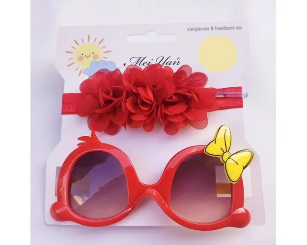 Set rosu bentita si ochelari de soare - Little daisy