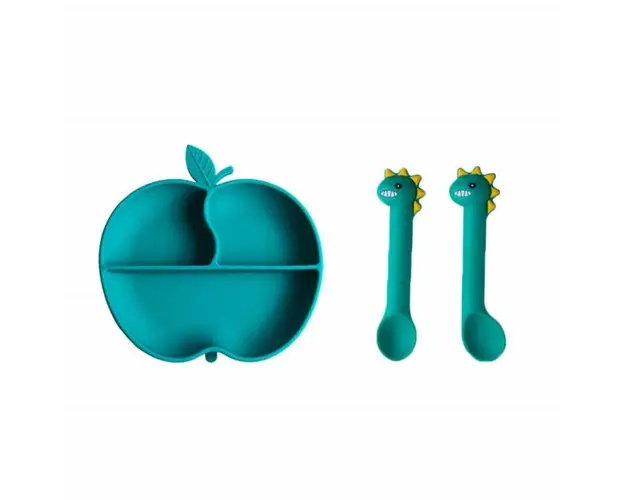 Set tavita si tacamuri din silicon - Green apple