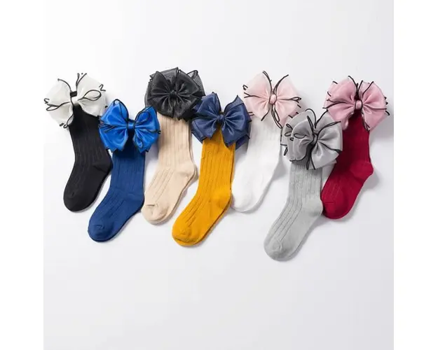 Sosete trei sferturi cu fundita din organza