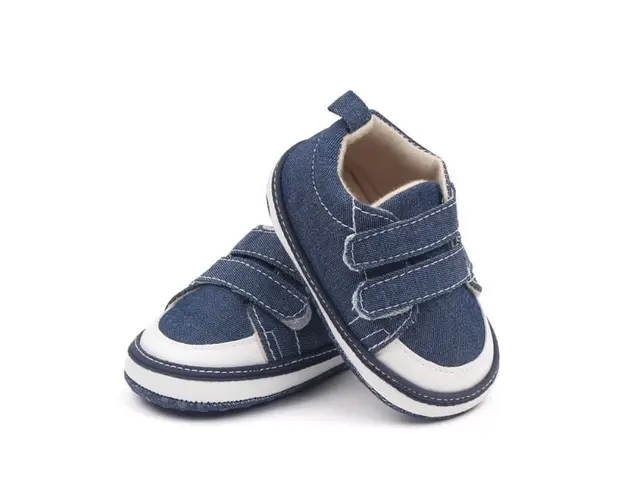 Tenisi denim cu barete cu arici pentru bebelusi